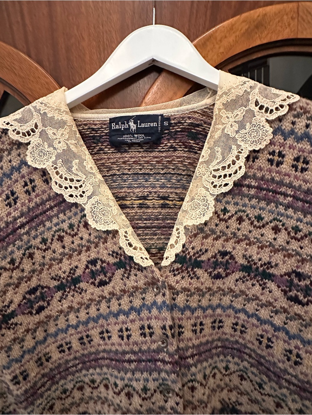 Vintage Ralph Lauren Lace Collar Fair Isle Sweater - Picture 4 of 12